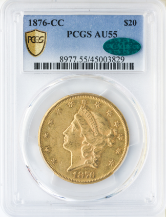 1876-CC $20 Liberty PCGS AU55 CAC 1876-CC $20 Liberty PCGS AU55 CAC