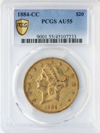 1884-CC $20 LIberty PCGS AU55