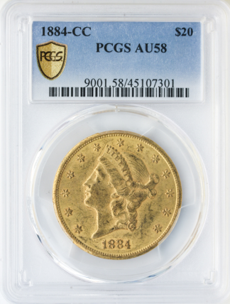 1884-CC $20 Liberty PCGS AU58