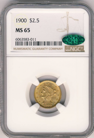 1900 $2 1/2 Liberty NGC MS65 CAC 1900 $2 1/2 Liberty NGC MS65 CAC