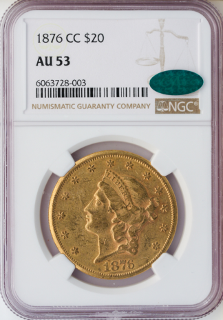 1876-CC $20 Liberty NGC AU53
