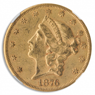 1876-CC $20 Liberty Gold Coin NGC AU55 CAC 1876-CC $20 Liberty Gold Coin NGC AU55 CAC