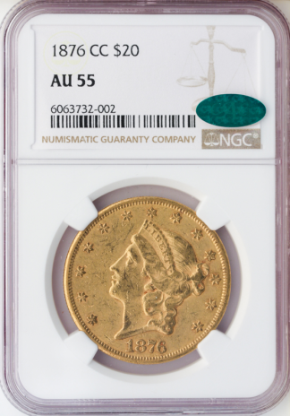 1876-CC $20 Liberty Gold Coin NGC AU55 CAC 1876-CC $20 Liberty Gold Coin NGC AU55 CAC