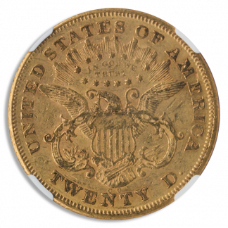 1876-CC $20 Liberty Gold Coin NGC AU55 CAC