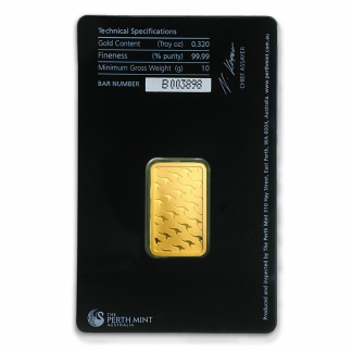 10 gram Perth Mint Gold Bar (New w/assay, Types Vary)