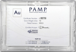 Gold Bar - 10 oz Pamp Suisse Gold Bar - 10 oz Pamp Suisse