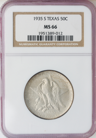1935-S Texas Silver Commemorative NGC MS66