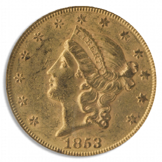 1853/2 $20 Liberty PCGS AU58 CAC 1853/2 $20 Liberty PCGS AU58 CAC