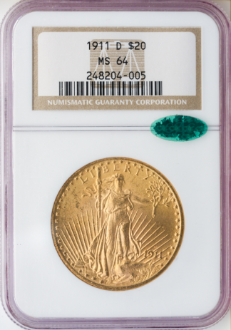1911-D $20 Saint Gaudens NGC MS64 CAC 1911-D $20 Saint Gaudens NGC MS64 CAC
