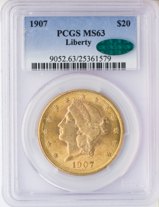 1907 $20 Liberty PCGS MS63 CAC 1907 $20 Liberty PCGS MS63 CAC