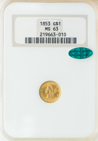 $1 Gold Type 1 MS63 CAC (Dates/Types Vary)
