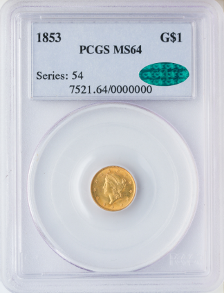 $1 Gold Type 1 Certified MS64 CAC (Dates/Types Vary)