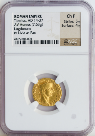 Roman Empire Tiberius NGC Choice Fine Strike: 5 Surface: 4 7.63g