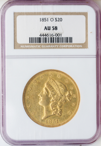 1851-O $20 Liberty NGC AU58