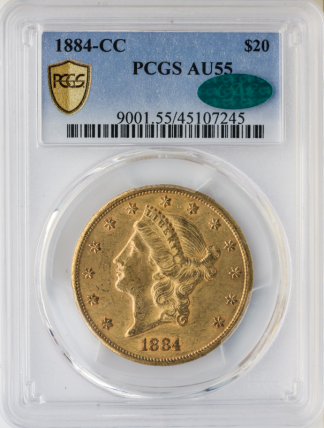 1884-CC $20 Liberty PCGS AU55 CAC 1884-CC $20 Liberty PCGS AU55 CAC