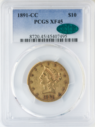1891-CC $10 Liberty PCGS XF45 CAC