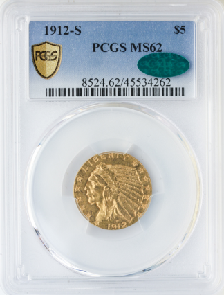 1912-S $5 Indian PCGS MS62 CAC 1912-S $5 Indian PCGS MS62 CAC