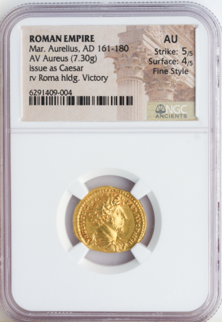 Roman Empire Mar. Aurelius Aureus NGC AU Str:5 Srf:4 7.3g Fine Style Roman Empire Mar. Aurelius Aureus NGC AU Str:5 Srf:4 7.3g Fine Style