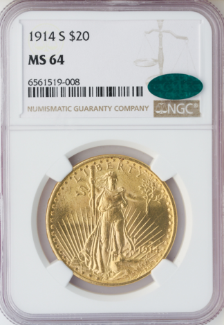 1914-S $20 Saint Gaudens NGC MS64 CAC
