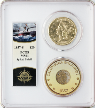 1857-S $20 Liberty SSCA Pinch Of Dust PCGS MS61 1857-S $20 Liberty SSCA Pinch Of Dust PCGS MS61