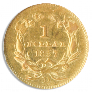 1857-D $1 Gold NGC AU58