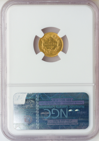 1855 Gold $1 Ty2 NGC AU58