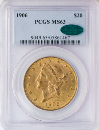 1906 $20 Liberty PCGS MS63 CAC