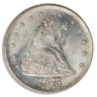 1875-S 20 Cent Piece PCGS MS66 CAC