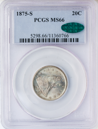1875-S 20 Cent Piece PCGS MS66 CAC 1875-S 20 Cent Piece PCGS MS66 CAC