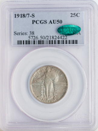 1918/7-S Standing Liberty Quarter PCGS AU50 CAC 1918/7-S Standing Liberty Quarter PCGS AU50 CAC