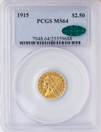 1915 $2 1/2 Indian PCGS MS64 CAC