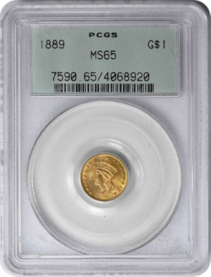 $1 Gold Type 3 Certified MS65 CAC (Dates/Types Vary)