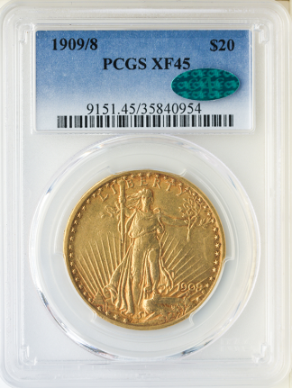 1909/8 $20 Saint Gaudens PCGS XF45 CAC