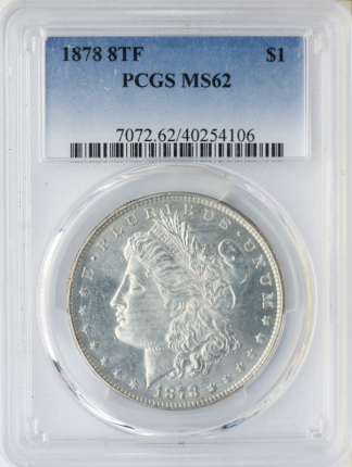 1878 Morgan $1 8 Tail Feathers PCGS MS62