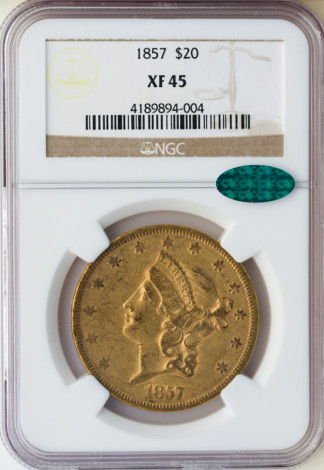 1857 $20 Liberty NGC XF45 CAC 1857 $20 Liberty NGC XF45 CAC