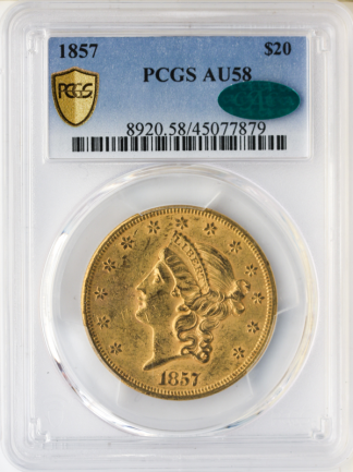 1857 $20 Liberty PCGS AU58 CAC 1857 $20 Liberty PCGS AU58 CAC