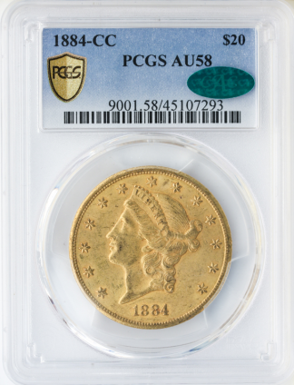 1884-CC $20 Liberty PCGS AU58 CAC 1884-CC $20 Liberty PCGS AU58 CAC