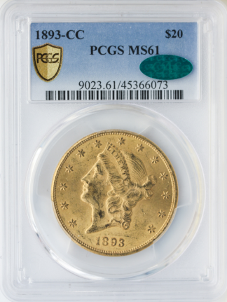 1893-CC $20 Liberty PCGS MS61 CAC 1893-CC $20 Liberty PCGS MS61 CAC