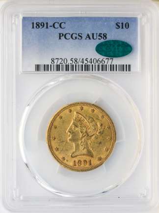 1891-CC $10 Liberty PCGS AU58 CAC 1891-CC $10 Liberty PCGS AU58 CAC