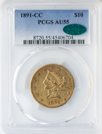 1891-CC $10 Liberty PCGS AU55 CAC