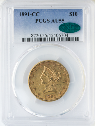 1891-CC $10 Liberty PCGS AU55 CAC 1891-CC $10 Liberty PCGS AU55 CAC