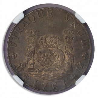 1761 8 Reales Mexico Pillar $1 NGC AU58