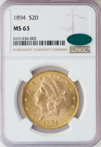 1894 $20 Liberty NGC MS63 CAC 1894 $20 Liberty NGC MS63 CAC