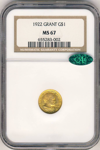 1922 Grant No Star Silver Commemorative NGC MS67 CAC 1922 Grant No Star Silver Commemorative NGC MS67 CAC