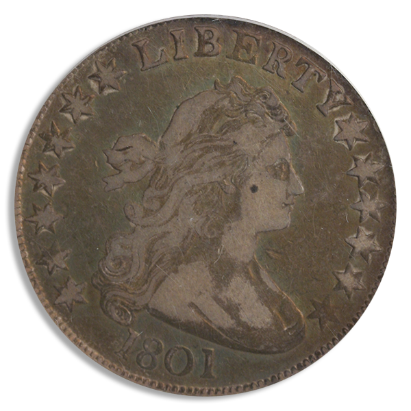1801 Draped Bust Half Dollar PCGS VF20 CAC 1801 Draped Bust Half Dollar PCGS VF20 CAC