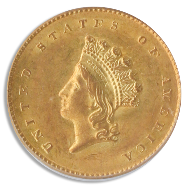 1855-O Gold $1 Type II PCGS MS62 CAC 1855-O Gold $1 Type II PCGS MS62 CAC