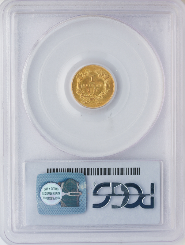 1855-O Gold $1 Type II PCGS MS62 CAC