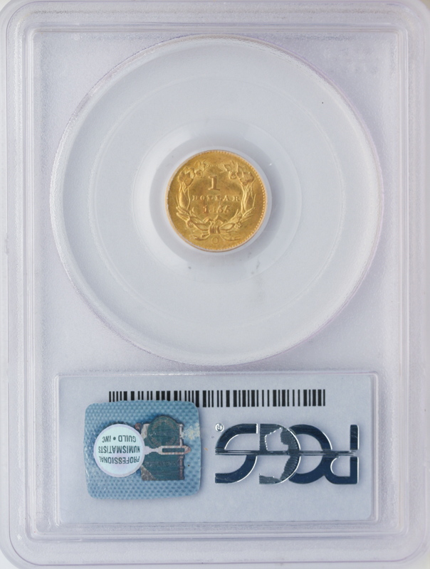1855-O Gold $1 Type II PCGS MS62 CAC 1855-O Gold $1 Type II PCGS MS62 CAC