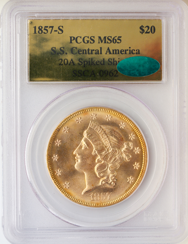 1857-S $20 Liberty SSCA PCGS MS65 CAC 1857-S $20 Liberty SSCA PCGS MS65 CAC