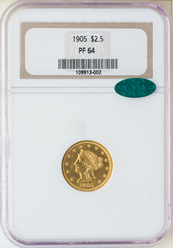 1905 $2.50 Liberty NGC PR64 CAC 1905 $2.50 Liberty NGC PR64 CAC